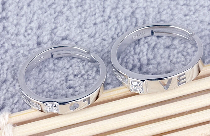 1set =2pcs New CZ Wedding Rings for women Men Silver-color Jewelry Couples Engagement Ring Free Shipping