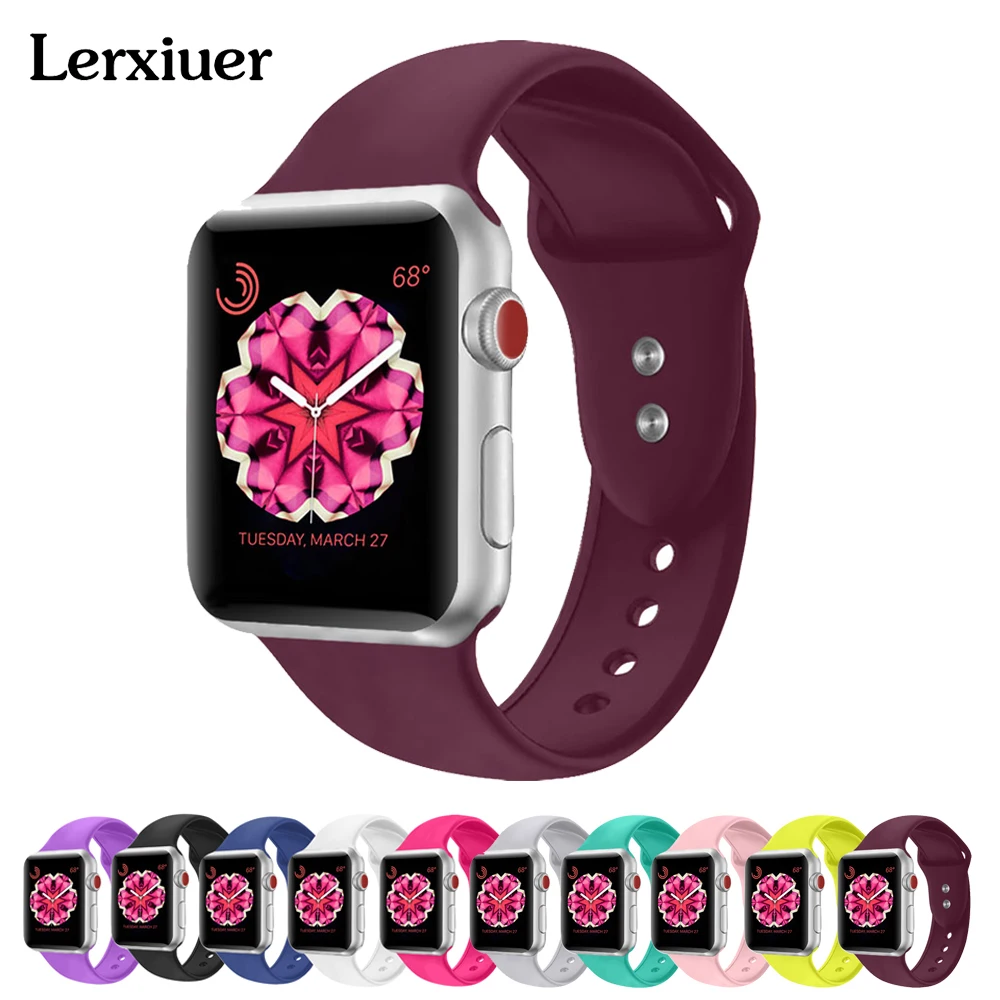 

Silicone sport strap for Apple watch series 4 3 2 1 correa 42mm 38mm band iwatch 44mm 40mm rubber wrist bracelet belt watchbands