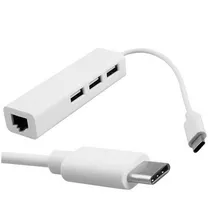 USB 3.1 Type C USB-C Multiple 3 Ports Hub with Ethernet Network LAN Adapter for Chromebook
