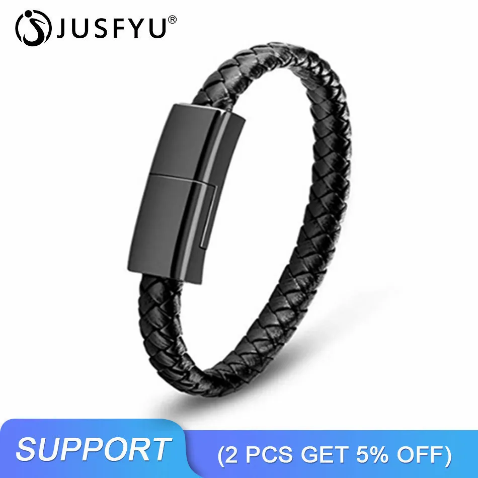 

Portable Leather Charger Creatively Bracelet USB2.0 Date Charging Sync Cord For iPhoneX Xr Huawei Samsung S8 Type-C Phone Cable