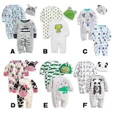 3 Pcs/ensemble 0-24 M Mignon Animal Nouveau-Né Vêtements Bébé Barboteuses + Chapeau Coton Bébé Garçon Fille Vêtements Ensemble salopette Roupas Pyjama Ensembles