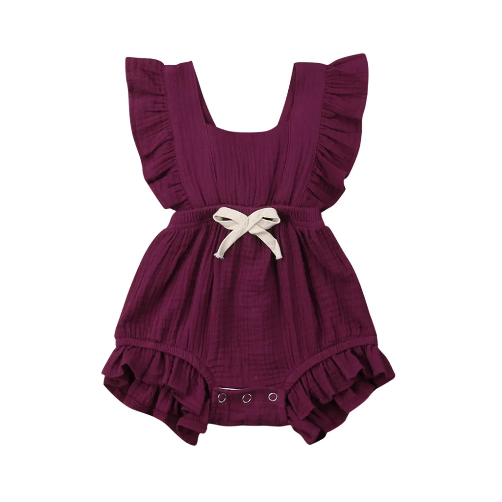 

New Born Baby Newborn Infant Baby Girls Color Solid Ruffles Backcross Romper Outfits Baby Girl Romper Kid Clothe MP30