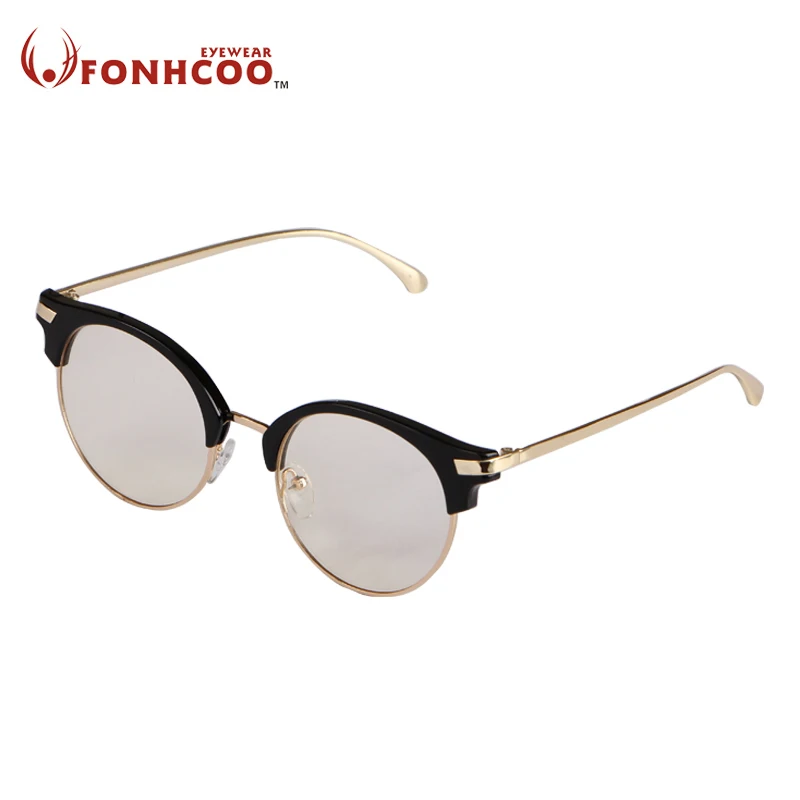 

2018 FONHCOO new semi-rimless glasses Anti Blue Ray Clear Lens Glasses Protection Eyewear metal Frame Computer Glasses unisex