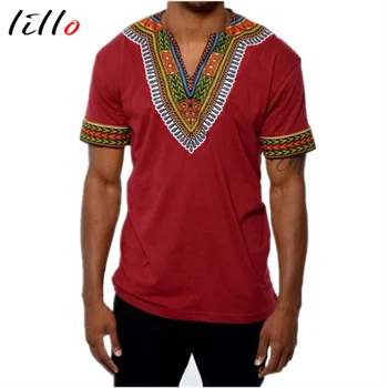 

Fashion V-neck ethnic style traditional printing shirt men's short-sleeved Collarless casual shirt folk-custom 6 color Wild sty
