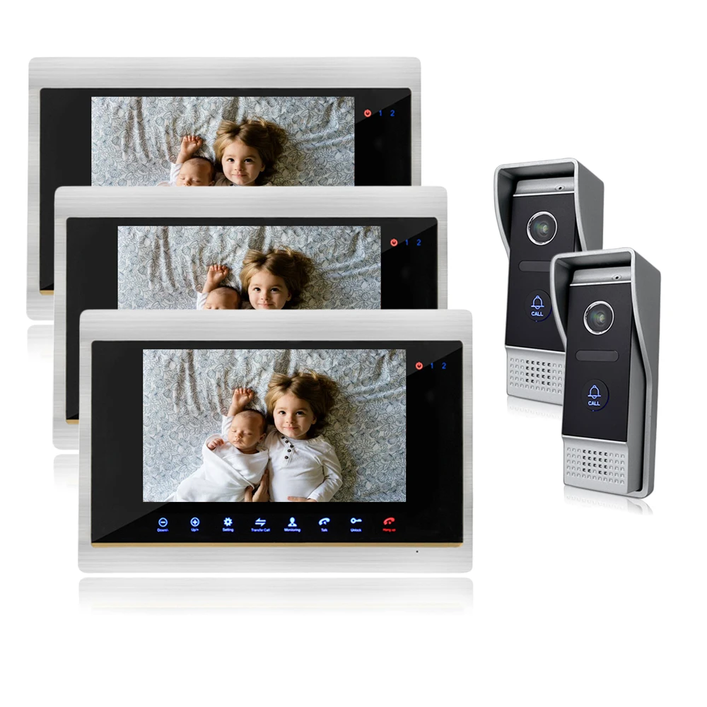 

Homefong 7" Video Intercom Door Phone System With 3 Monitors HD Doorbell Camera Wholesale View Angle Door Viewer