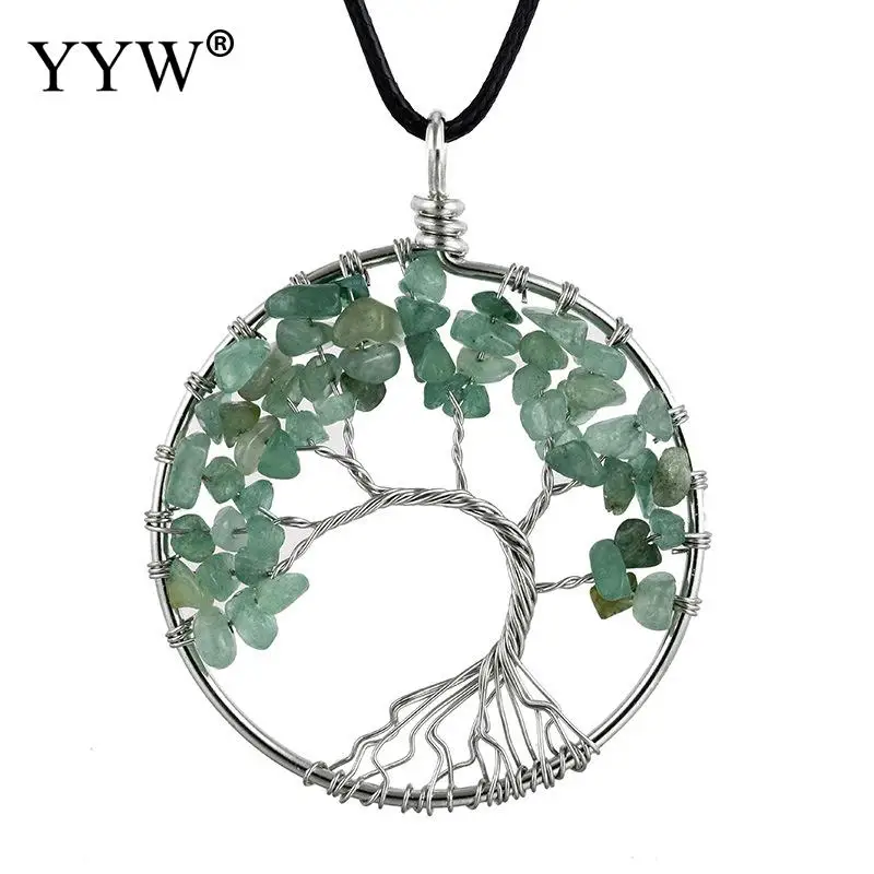 

Fashion Natural Stone 7 Chakra Quartz Tree Of Life Pendulum Pendant Necklace For Women Healing Reiki Necklaces Pendants Jewelry