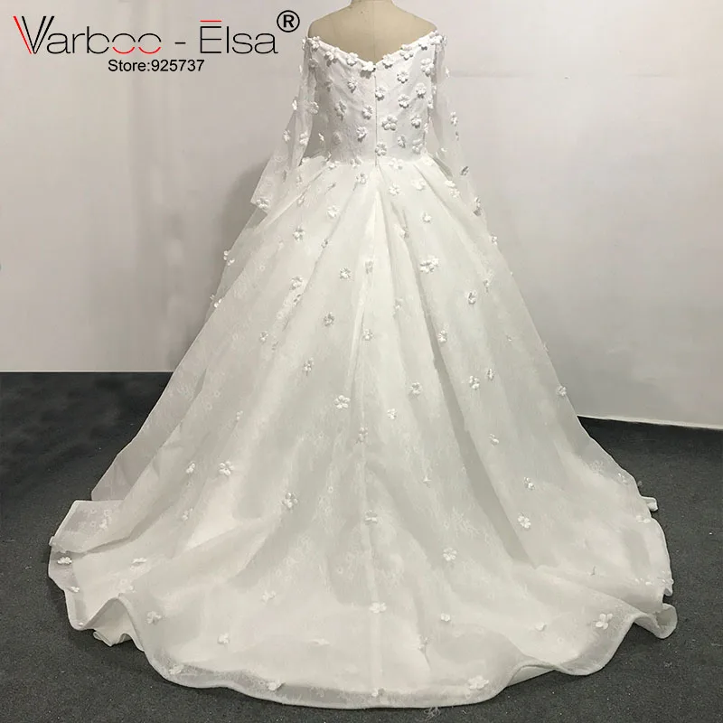 VARBOO_ELSA/Белое романтическое кружевное свадебное платье с элегантной 3D аппликацией, свадебное платье на заказ, свадебное платье с длинными рукавами, свадебное платье
