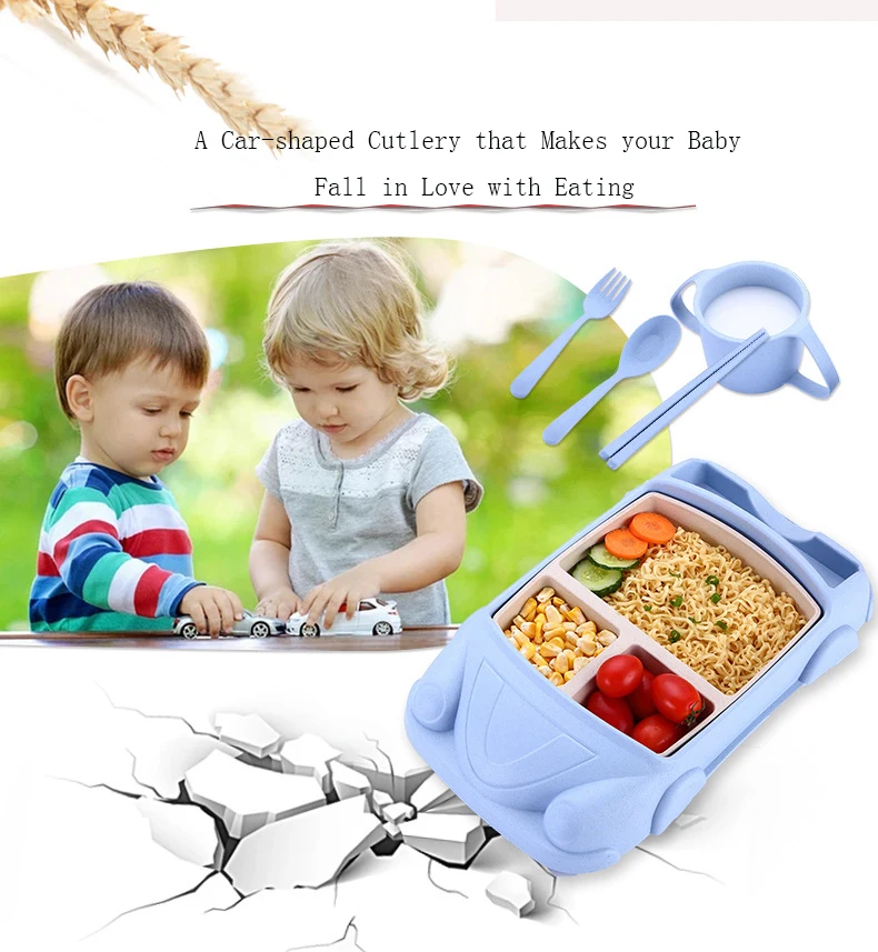 Ideacherry детский набор посуды детская тарелка лоток коврик 6 шт./компл. Творческий бамбуковое волокно детская ложка для кормления вилка Чаша разделенные блюда