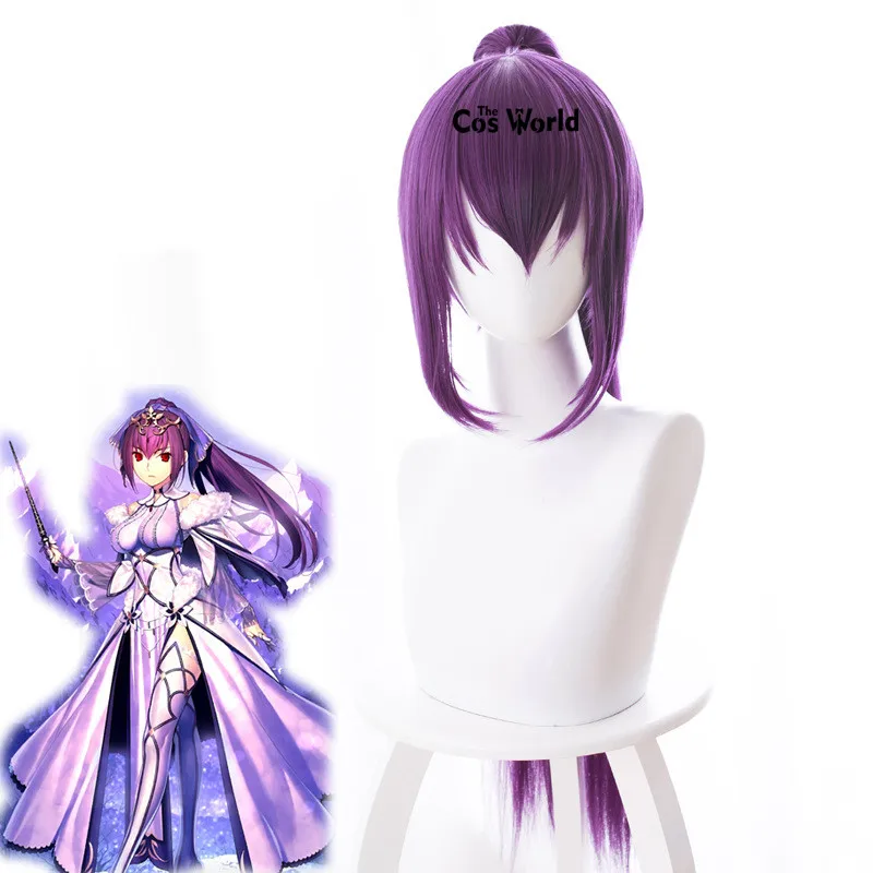 FGO Fate Grand Order Кастер Scathach платье униформа плащ наряд аниме костюмы для косплея - Цвет: Wig(80cm)