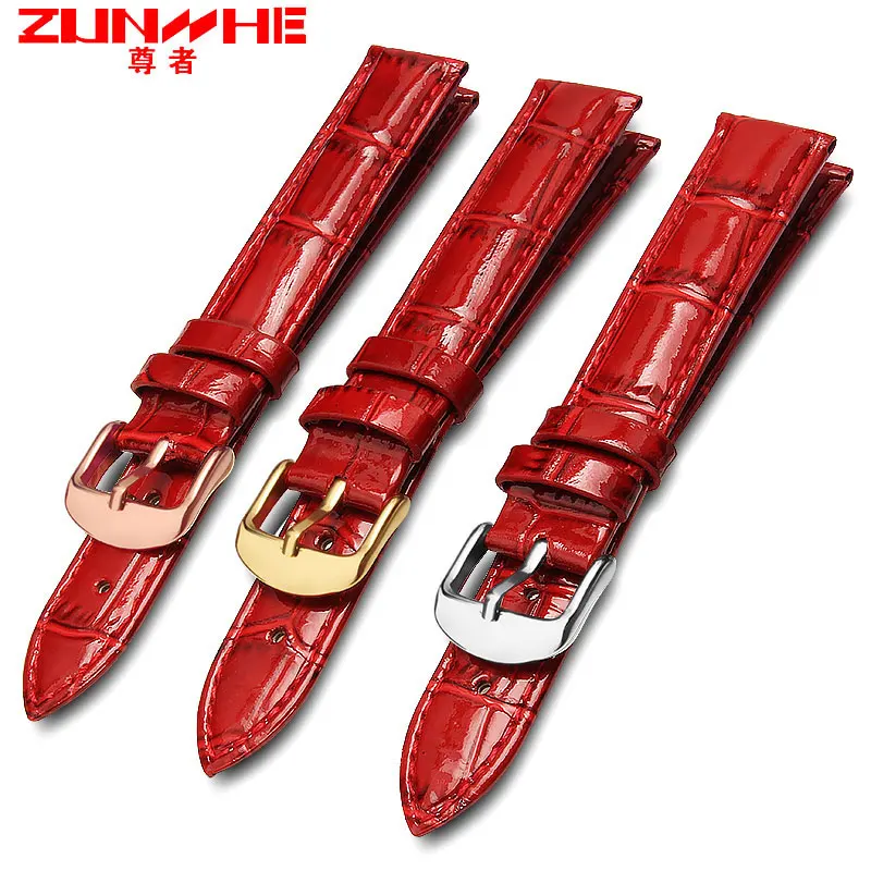 

For Seiko Patent leather bright red lady with leather bracelet 12mm 14mm 16mm 18mm 20mm