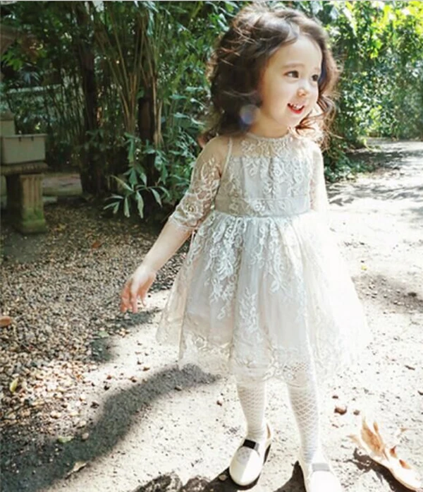 

Princess 2017 Summer girls dress with sheer lace top tutu dress Korean style celebrity children girls kids clothes For Age 2-7T