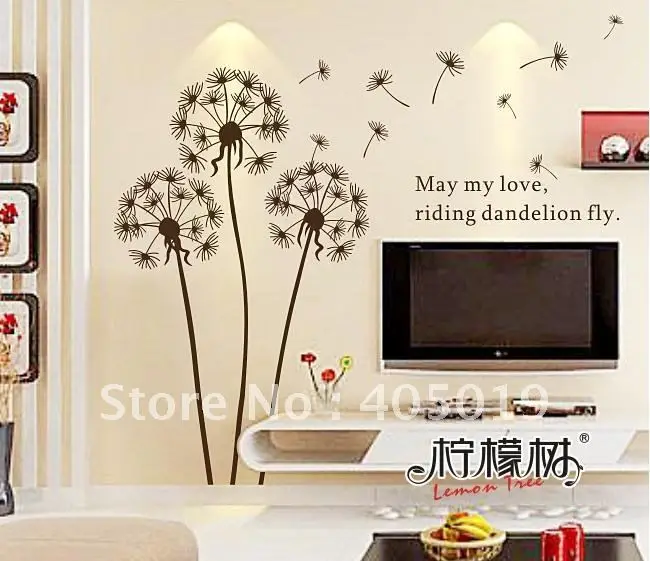 dm5730 dandelion wall stickers home decoration 50*70cm transparent