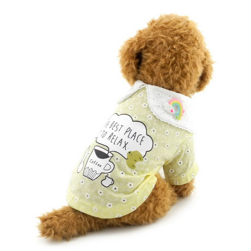 2017 Small Dog Shirts Vest Pet Cotton T shirt Doggie COFFEE Pattern