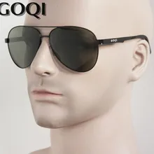 GOQI брендовые культовые солнцезащитные очки, Классические поляризационные мужские солнцезащитные очки пилота 61 мм, плоские металлические прочные роскошные полный комплект
