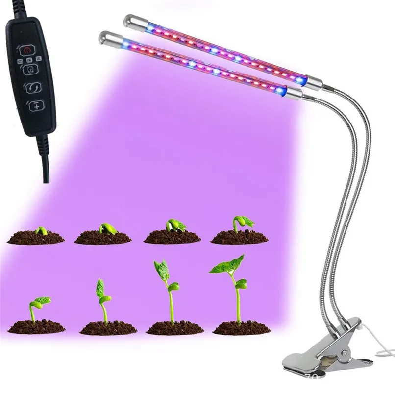 

Plant Growth Lamp 20W 40 LED Plant Grow Light Dual Head Clip On Lamp Full Spectrum for Hydroponics #4P08