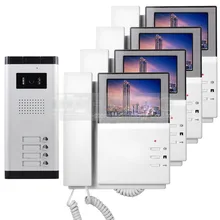 DIYSECUR 4.3″ HD Monitor Apartment Video Door Phone Video Intercom Doorbell System 700 TVLine IR Camera Touch Key for 4 Families