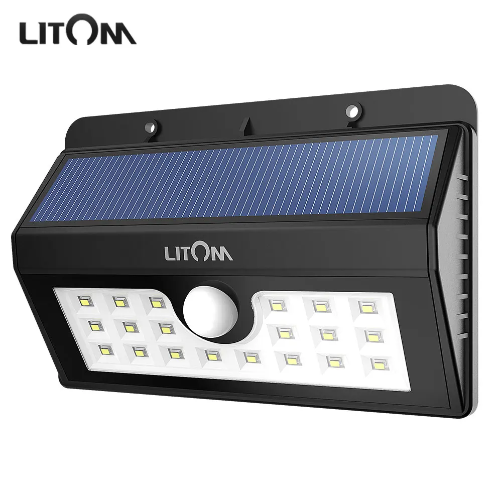 

Litom 20 LED Motion Sensor Solar Light Lamp Outdoor Garden Three Intelligent Modes Weatherproof Security Lighting Luces Solares