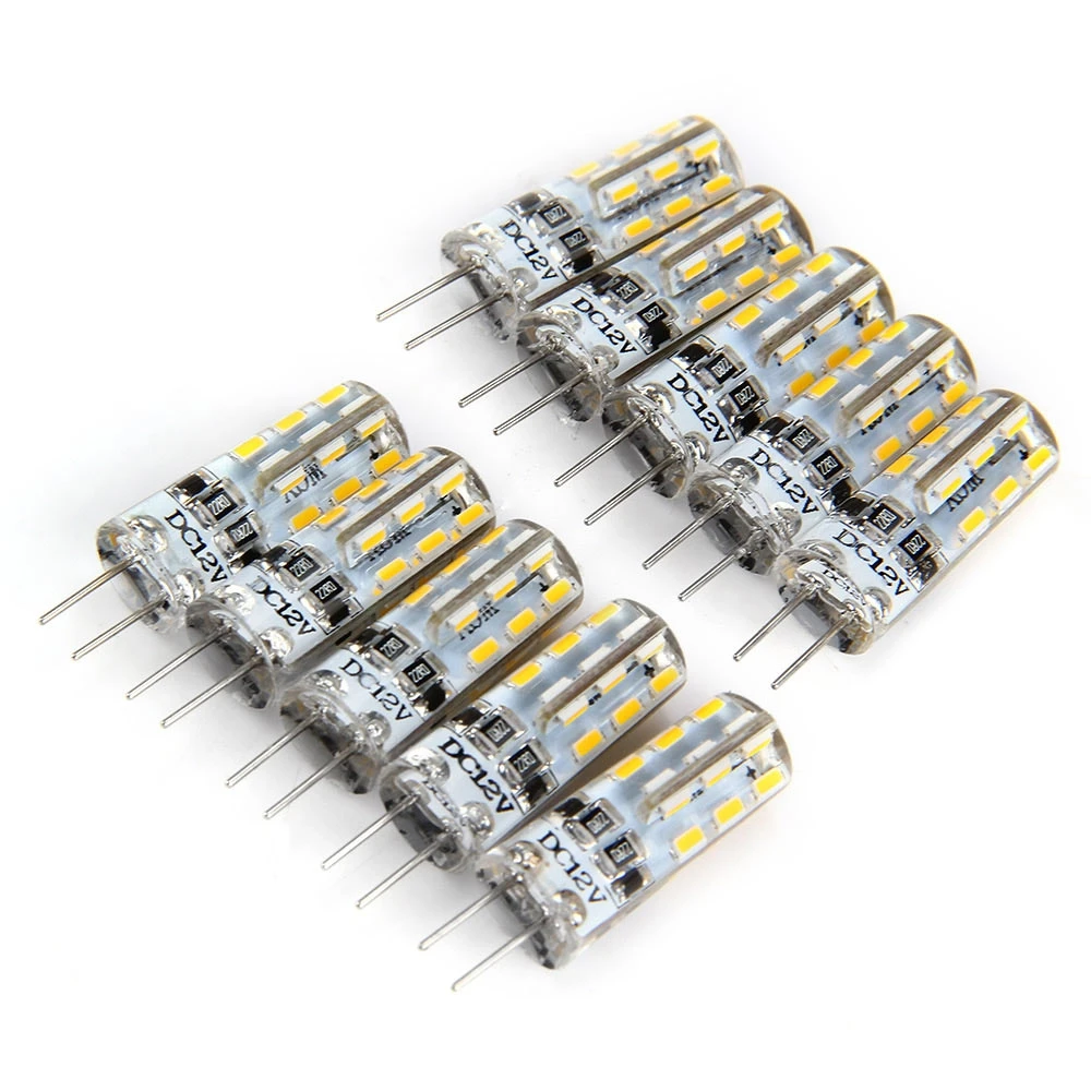 1 Вт 10 шт. G4 цоколь 24leds Лампа DC 12В теплый белый свет 360 градусов угол прожектор SMD 3014