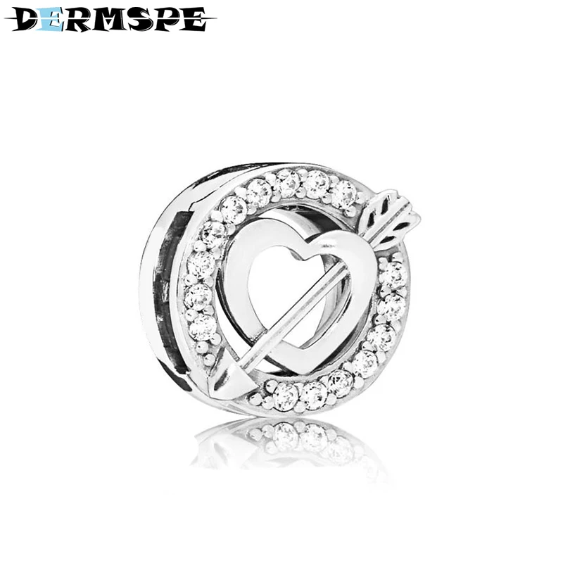 

DERMSPE 100% 2019 New 925 Sterling Silver Reflexions Assymetric Heart and Arrow Clip Women Jewelry 797793CZ