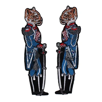 

5pair Beaded Soldier Police Leopard Embroidery Patches Iron on Badge Jacket Clothes Decorated Motif Applique Sewing TH880