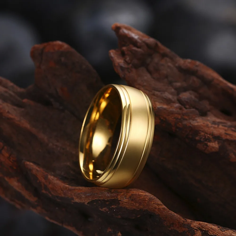 

Fashion New Arrivals Couple Rings For Women Jewelry Stainless Steel Wedding Party Men Ring Trendy Unisex Gold-Color Ring