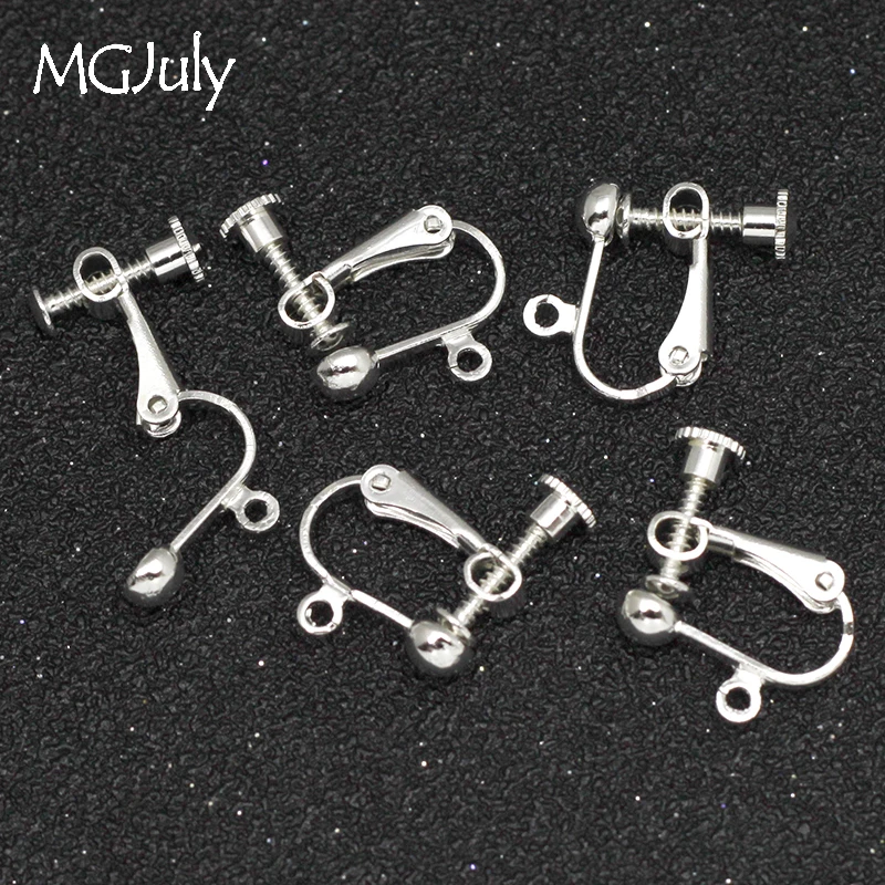 

10pcs/Lot Silver Color Round Head Screw Ear Clip DIY Handmade Clip On Earrings Parts No Pierced Ear Clips Jewelry Findings AC048