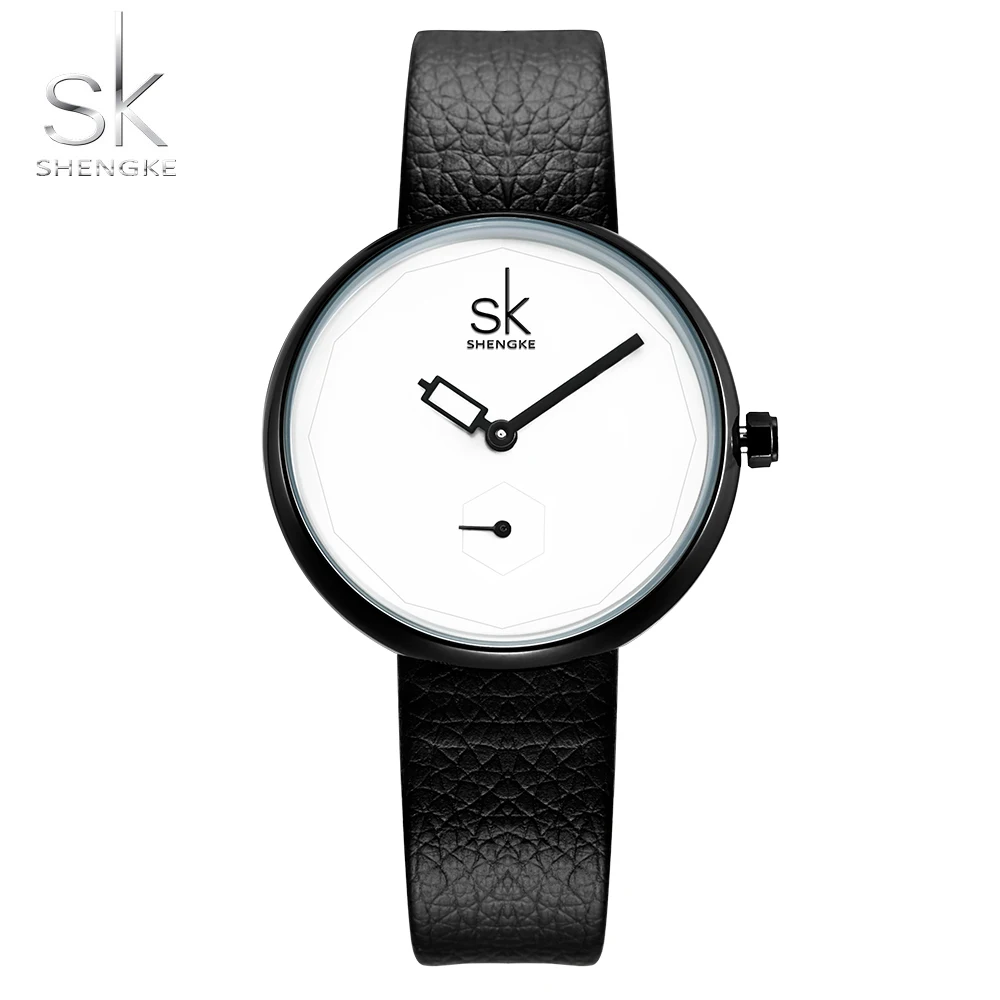 

SHENGKE Leather Women Watches 2017 Simple Watch Women Top Brand Creative Casual Quartz Watch Women Clock Relogio Feminino 2017SK