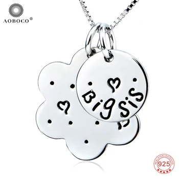 

AOBOCO Trendy Women Friendship Necklace Genuine 925 Sterling Silver Pendant Necklace For Sisters Fine Jewelry Gifts 2018 GNX0412