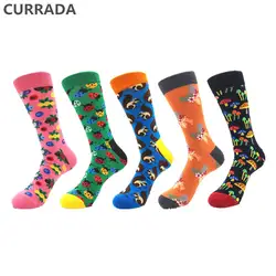 5 пар/лот бренд качество для мужчин носки для девочек чёсаный хлопок Красочные счастливые забавные носки распродажа модные повседневное
