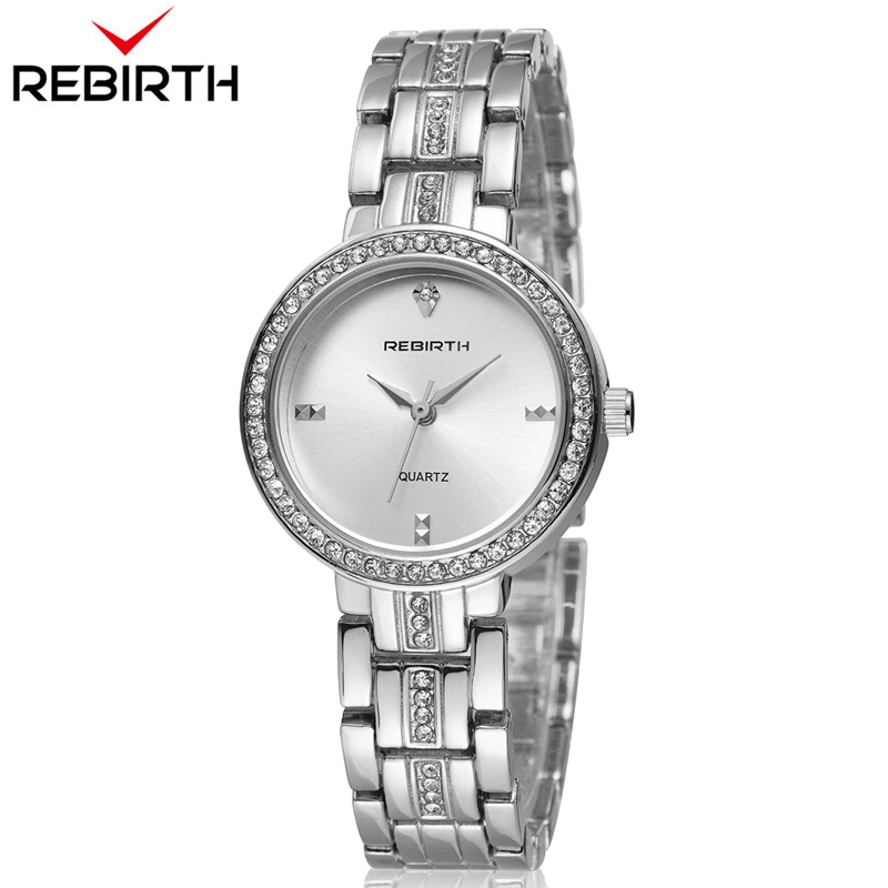 

REBIRTH Quartz Luxury Watch Women Stainless Steel Bracelet Diamond Ladies Wristwatches Woman Watch Relogio Femenino with box