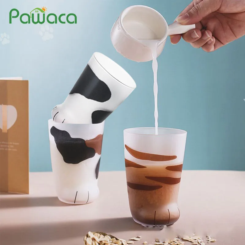 

Cat Claw Cup Milk Glass Frosted Glass Cup Cute Creative Cat Foot Claw Print Mug Cat Paw Coffee Milk Glass Cup Kids Breakfast Cup