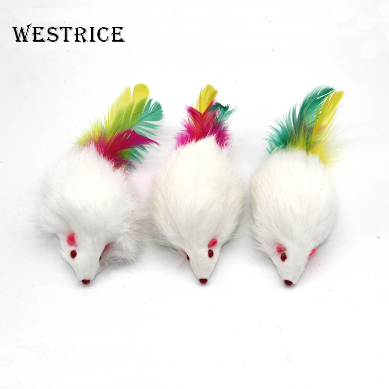 

Westrice Cat Pet Toy 6cm Pet Toys Real Fur Cat Long-haired Tail Feathers Mice Mouse Rabbit Cat and Dog Toy 28
