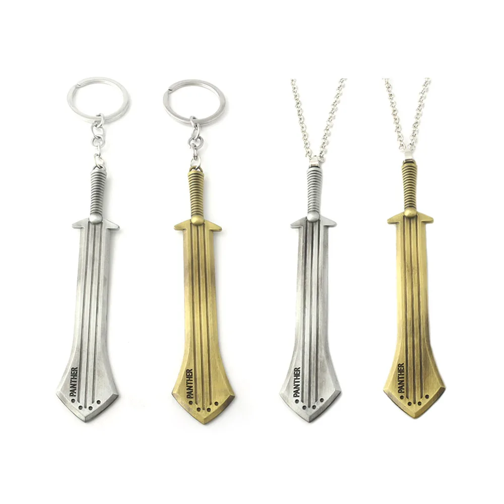 

Movie Black Panther Mask Keychains Avengers:InfinityWar Superhero Weapon Sword Alloy Pendant KeyRings for Men Car Bag Jewelry