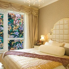 Европейский цветок Электростатическая пленка живопись Ванная комната балконные раздвижные двери оконная пленка матовые непрозрачные наклейки на окно в ванную