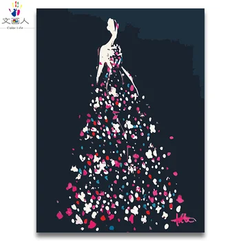 

Abstract dress Modern Simple art picture painting by numbers on canvas diy paint coloring by numbers with kits drawn by yourself