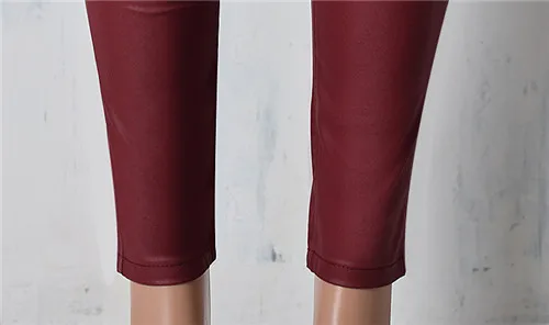 Lowrise/темно-красные обтягивающие джинсы-карандаш из искусственной кожи, большие размеры, длинные тонкие кожаные зауженные брюки, sculpt джинсы локомотив, двойная молния