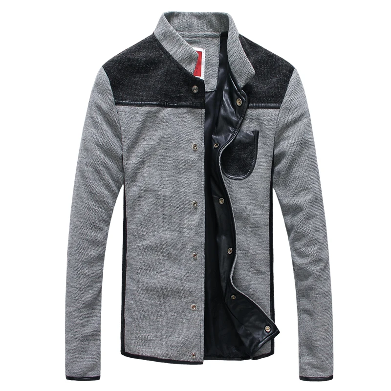 

Jacket 2019 autumn new men's casual color matching large size jacket men's fashion dark buckle stand collar stitching jacket