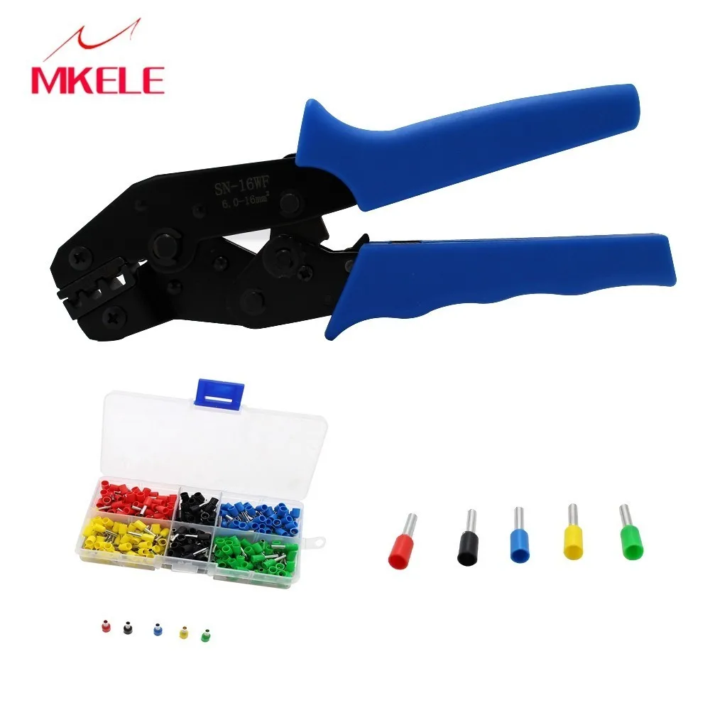 

Blue Crimping Pliers SN-16WF 6-16mm2 10-5AWG For Tube Insulated And Non-insulated Ferrules Terminals Clamp Hand Tools