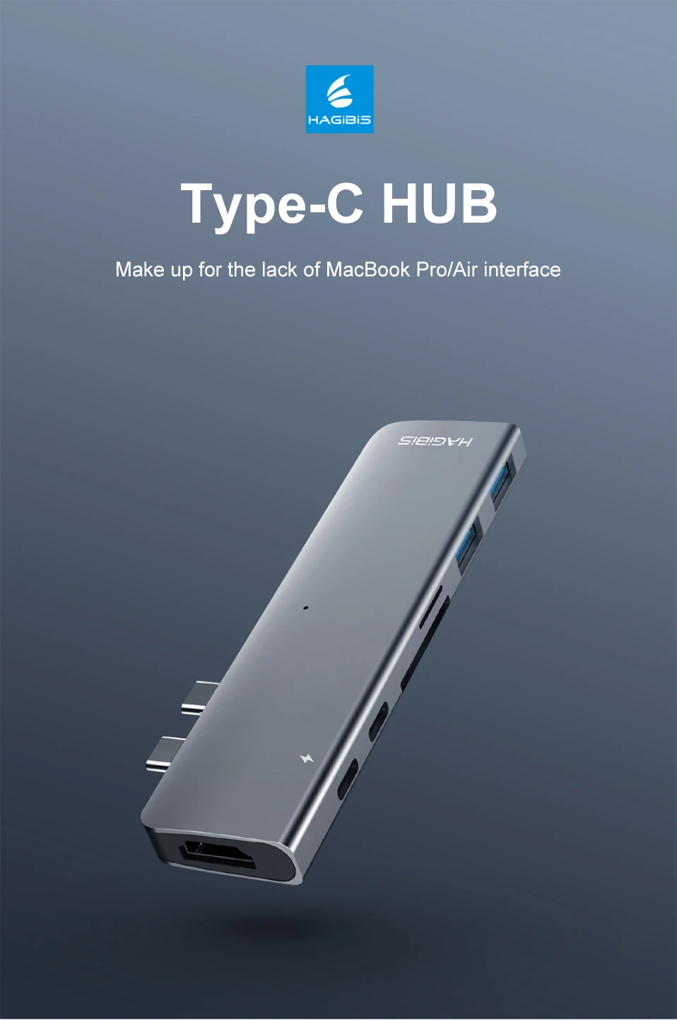 usb-адаптер для зарядки Xiaomi hagios type-C 7 в 1 TF/SD/PD/2 USD 3,0/концентратор HDMI конвертер зарядное устройство для Macbook Pro/air