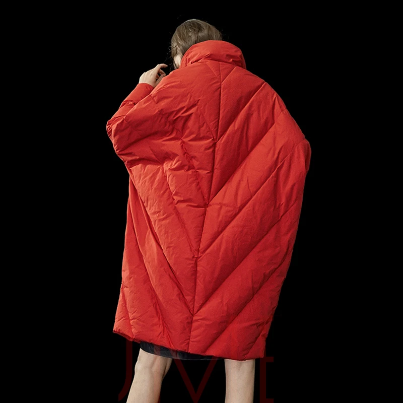 Billig Winter Neue Auflistung Frauen Plus Größe Lange Weiße Ente Unten Jacke Kokon   Bat Typ Anzug Kragen 7XL Verdicken Parkas große Tasche