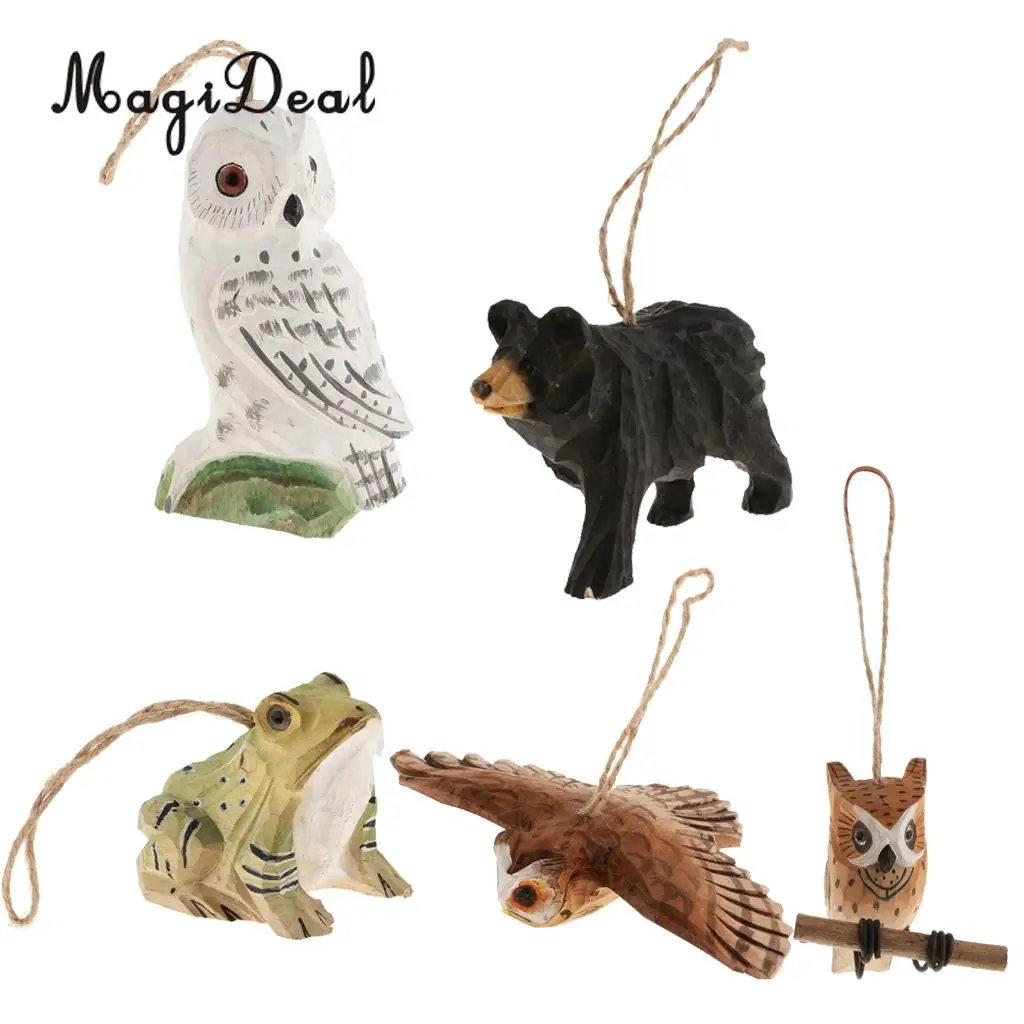 100% Hand Carved Vivid Wooden Animal Wood Hanging Decoration Wind Chimes Garden Wall Hanging Crafts Gifts Retro Outdoor Decor