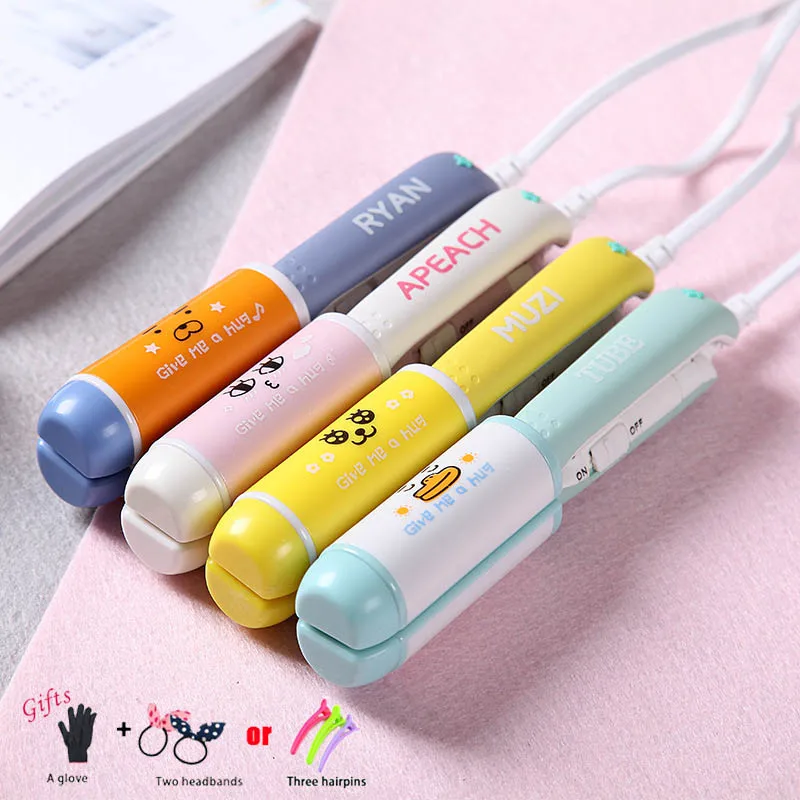 

2In1 Mini Cartoon Portable Electric Hair Curler Corn Roll Personal Hair Styling Tool Thermostatic Straight Curling Iron 220V B32