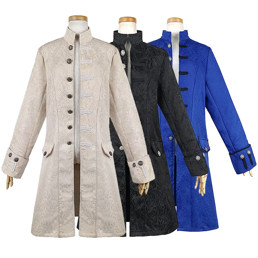 

Men Victoria Edwardian Steampunk Trench Coat Frock Outwear Vintage Prince Overcoat Medieval Renaissance Jacket Cosplay Costume