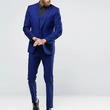 Bule Peaked лацканы модные мужские костюмы Формальные приталенные смокинги Terno Masculino на заказ блейзер для мужчин красивый(куртка+ брюки+ галстук+ жилет