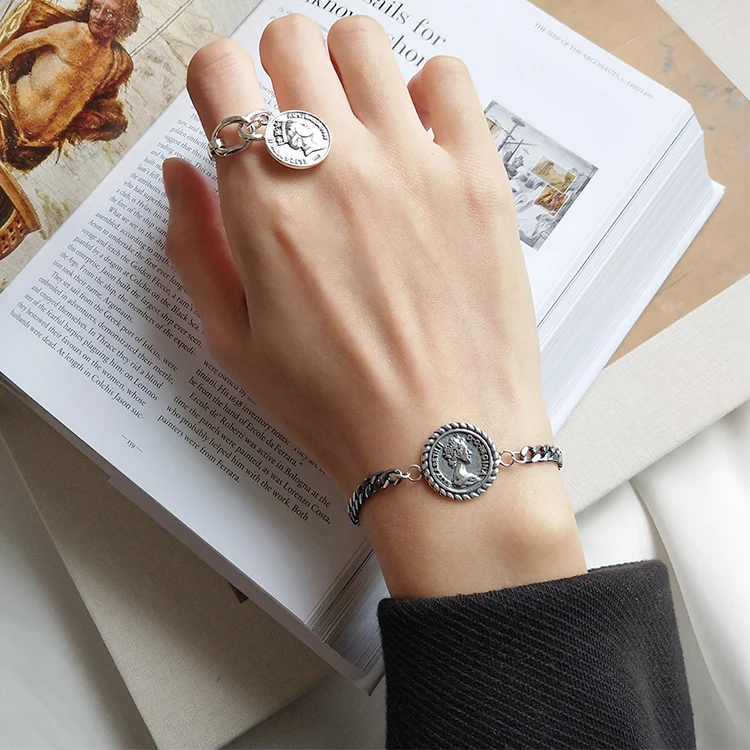 Тренд винтажные старинные бусы цепочка с кисточкой браслеты для женщин ретро 925 пробы серебряные ювелирные изделия INS стиль
