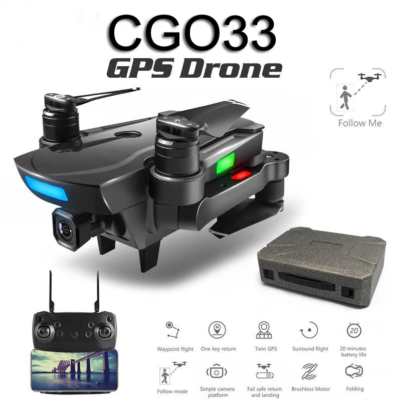 

CG033 Profissional GPS Foldable Drone with Gimbal Camera 1080P HD WiFi FPV Brushless RC Quadcopter Helicopter Toys VS SG906 F11