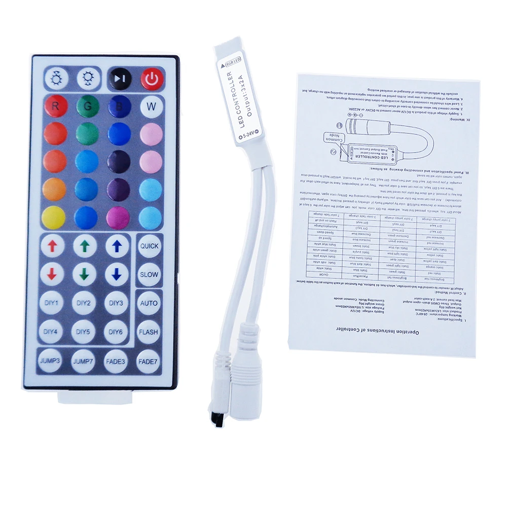 #Best 100pcs RGB led controller 44 Keys Mini IR Remote Control Dimmer wireless for LED Strip 5050 3528 6A via DHL E EMS ship VR