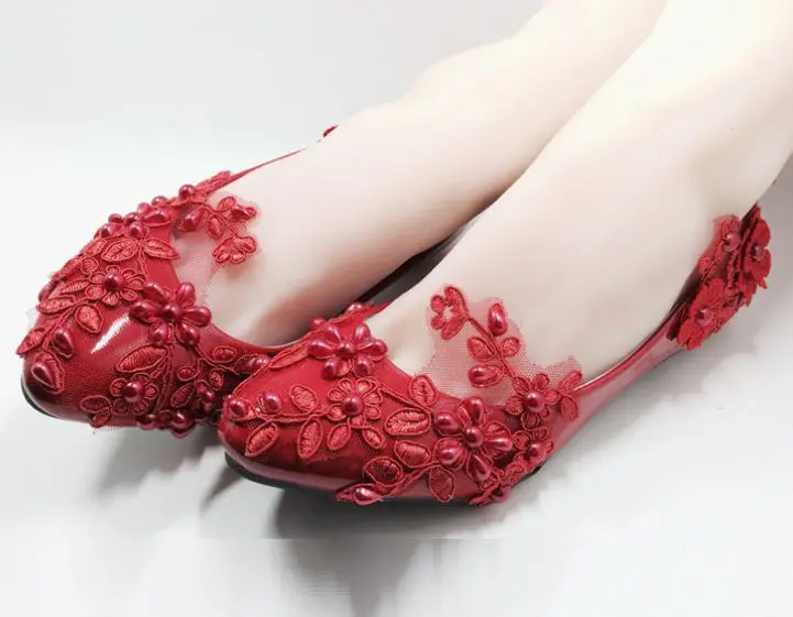 Красный шнуровка женская обувь плюс размер жемчуг дамы леди HS033 праздничное платье обувь на плоской подошве женские Девушки выпускных вечеров красный плоский каблук Обувь для танцев