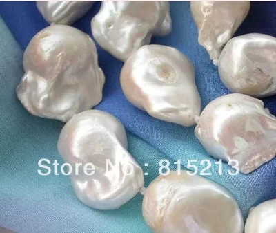 

FREE SHIPPING>@@> N674 Huge 18"15x20mm white baroque KESHI REBORN PEARL NECKLACE AA+