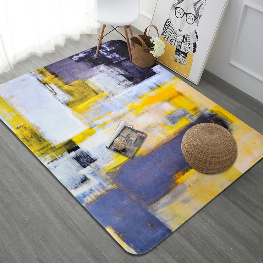 

Yellow Art Carpet Living Room Nordic Abstract Bedroom Rug Sofa Coffee Table Carpets Study Room Floor Mat Home Decorative Carpets